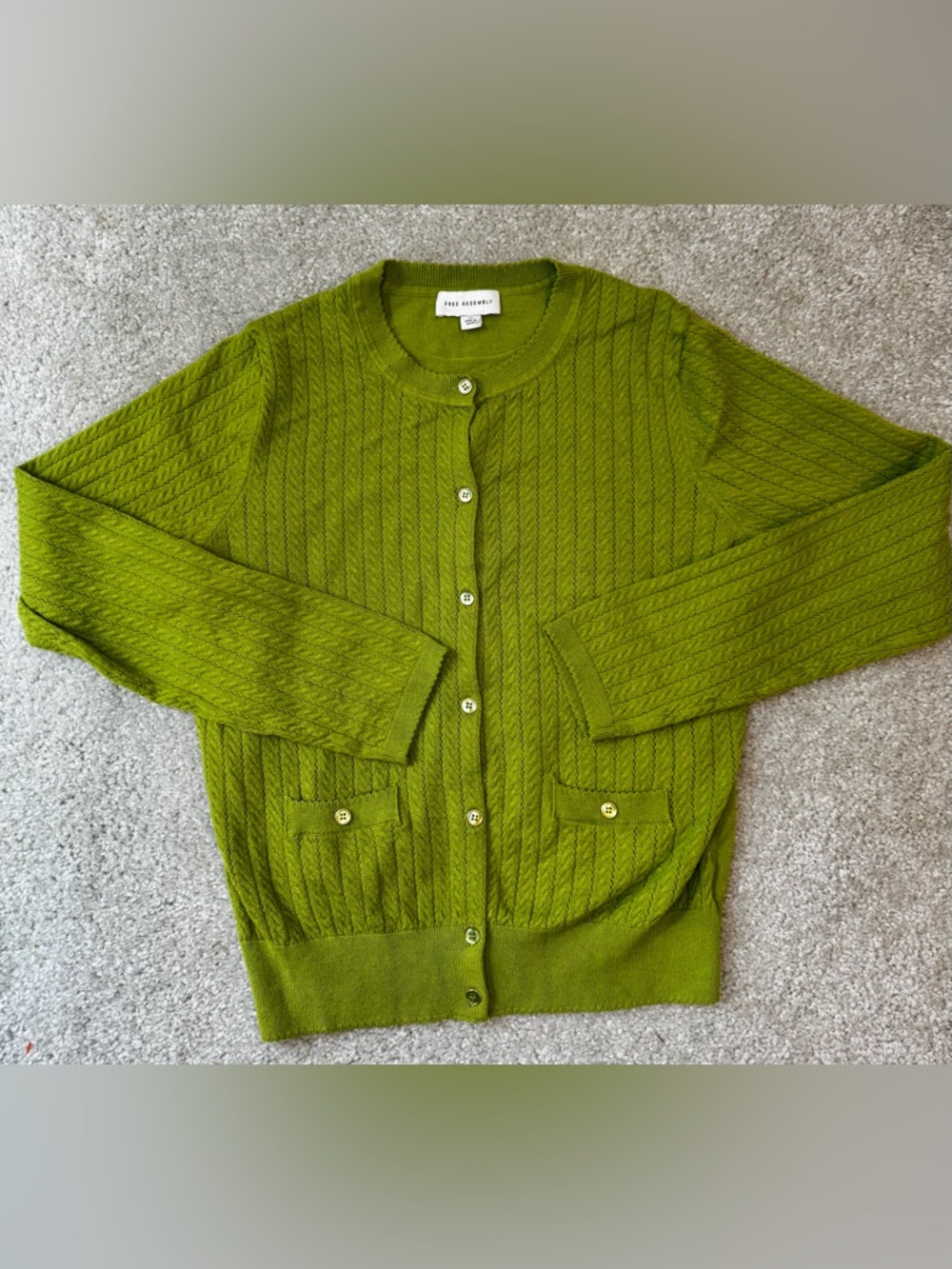 Free Assembly Green Knit Button-Up Cardigan